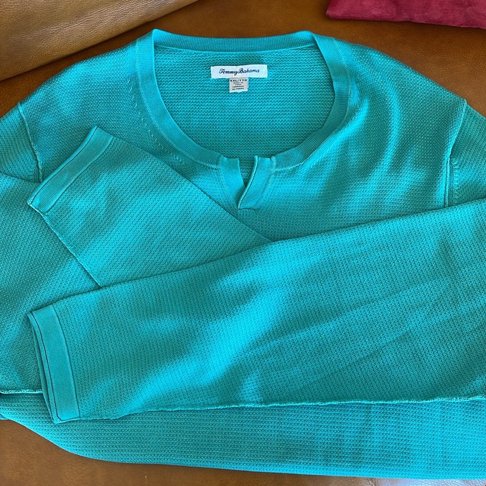 Tommy Bahama Men EUC Green Crewneck Long Sleeve Sweater 2XLT